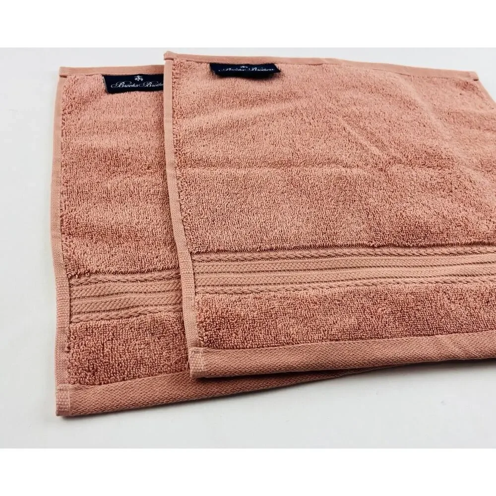 2 Brooks Brothers Turkish Wash Cloths Orange Peach Pink Color Zero Twist Cotton